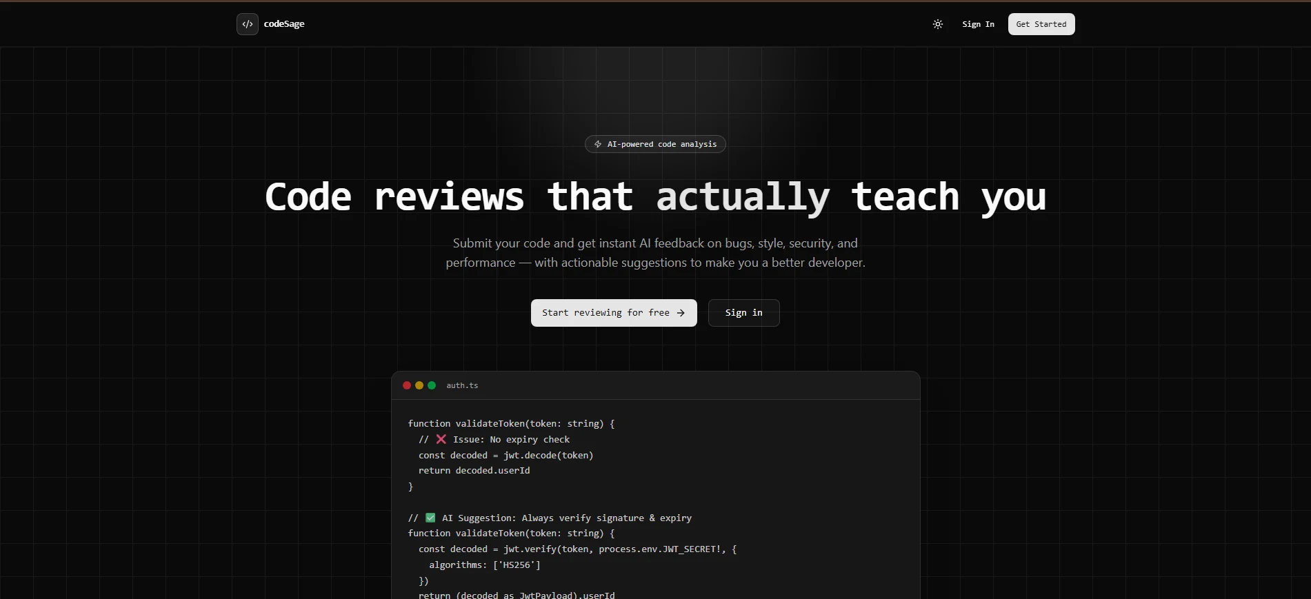  screenshot for CodeSage project